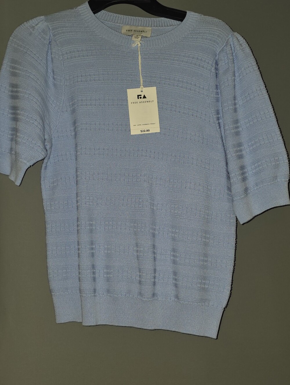 Women's Baby Blue Textured Short-Sleeve Sweater